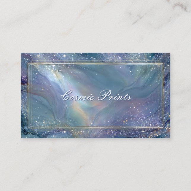 Tarjeta De Visita Elegante Tinta Celestial Galaxy Alcohol (Anverso)