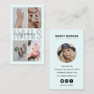 Tarjeta De Visita Elegante tipografía de artista de uñas Fotografía 