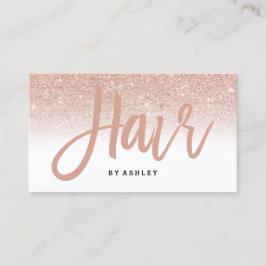 Tarjeta De Visita Elegante tipografía de pelo rosa purpurina dorado 