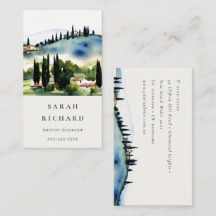 Tarjeta De Visita Elegante Toscana Italia Paisaje Acuarela