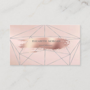 Tarjeta De Visita Elegante Trazo de Pincel Moderno Dorado Rosa, Geom