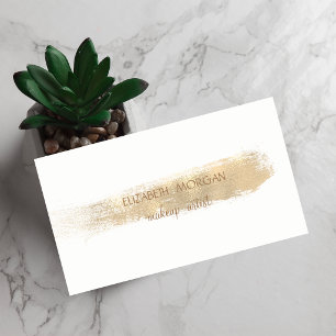 Tarjeta De Visita Elegante Trazo de Pincel Simple de Lámina de Oro F