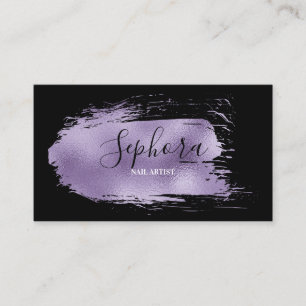 Tarjeta De Visita Elegante Trazo de Pintura Metálica Lila