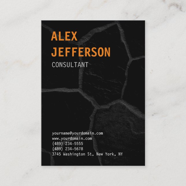 Tarjeta De Visita Elegante trendy negrita Naranja de texto negro (Anverso)