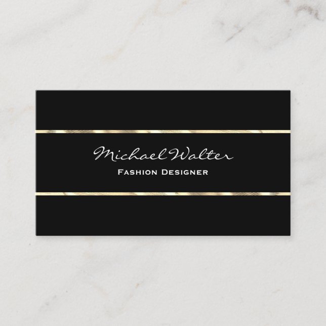 Tarjeta De Visita Elegante trineo de oro negro (Anverso)