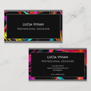 Tarjeta De Visita Elegante Tropical Black Moderno Profesional