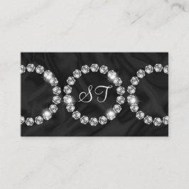 Tarjeta De Visita Elegante Uxury Diamond Ring Purpurina seda negra