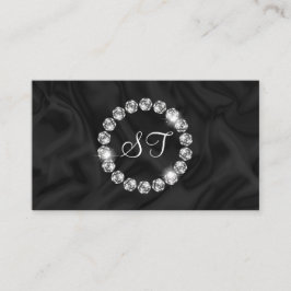 Tarjeta De Visita Elegante Uxury Diamond Ring Purpurina seda negra