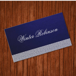 Tarjeta De Visita Elegante vectorial ornamental minimalista azul bla