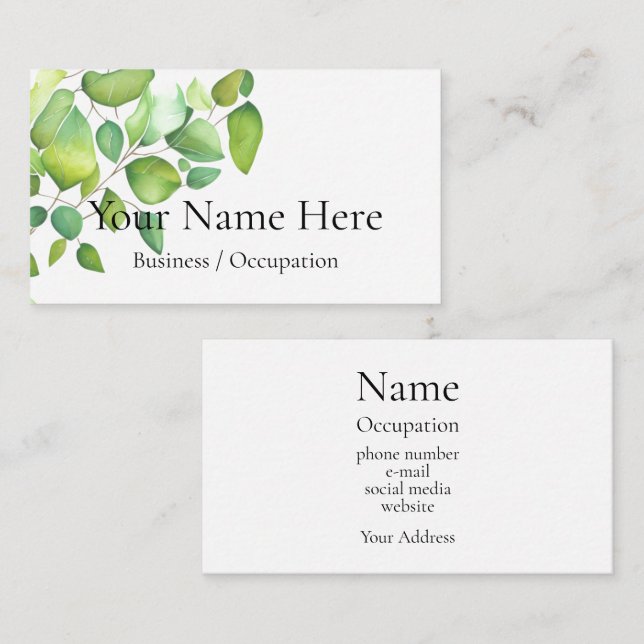 Tarjeta De Visita Elegante vegetación botánica (Anverso / Reverso)