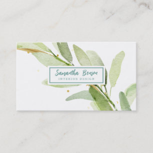 Tarjeta De Visita Elegante vegetación con aire de hojas de oro