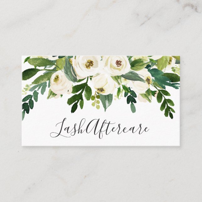 Tarjeta De Visita Elegante vegetación floral blanca azotes de cuidad (Anverso)