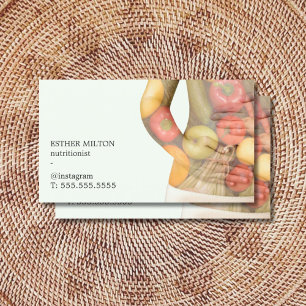 Tarjeta De Visita Elegante Vegetales Limpios Nutricionista de Cuerpo