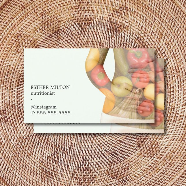 Tarjeta De Visita Elegante Vegetales Limpios Nutricionista de Cuerpo (Subido por el creador)