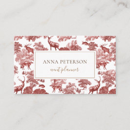 Tarjeta De Visita Elegante venado rojo rojo francés pasillo de toile