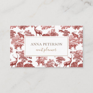 Tarjeta De Visita Elegante venado rojo rojo francés pasillo de toile