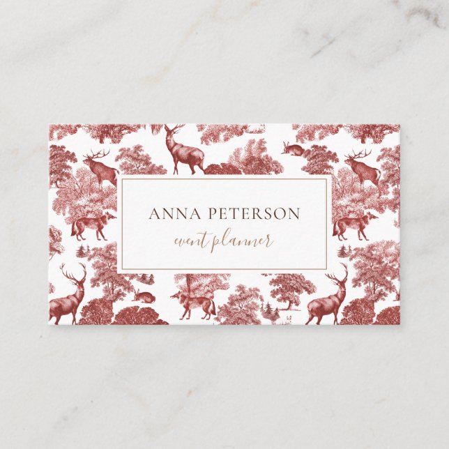 Tarjeta De Visita Elegante venado rojo rojo francés pasillo de toile (Anverso)