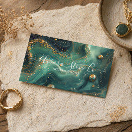Tarjeta De Visita Elegante Verde Esmeralda Cristal Artesanal Hecho a