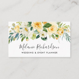 Tarjeta De Visita Elegante verde floral amarillo moderno