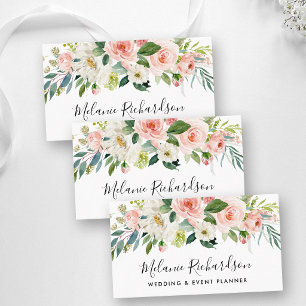 Tarjeta De Visita Elegante Verde Moderno Floral Rosa Rubor