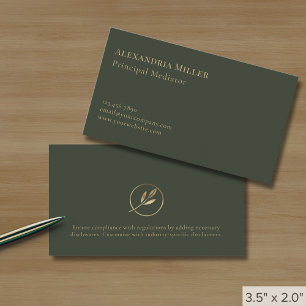 Tarjeta De Visita Elegante verde oliva