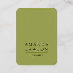 Tarjeta De Visita Elegante verde oliva simple y beige