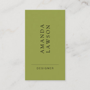 Tarjeta De Visita Elegante verde oliva simple y beige