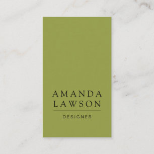 Tarjeta De Visita Elegante verde oliva simple y beige