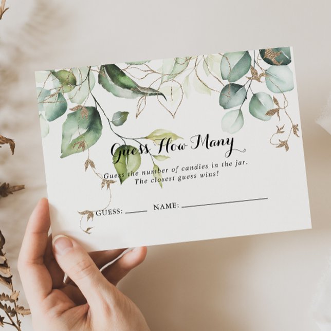 Tarjeta De Visita Elegante verde oro adivina cuántas cartas de juego (Subido por el creador)