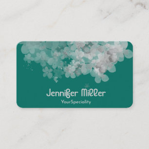 Tarjeta De Visita Elegante verde profundo pastel acuarela floral  