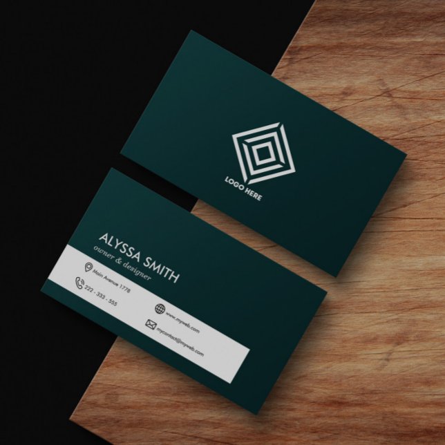 Tarjeta De Visita Elegante Verde Sencillo Mínimo Moderno Personaliza (Subido por el creador)