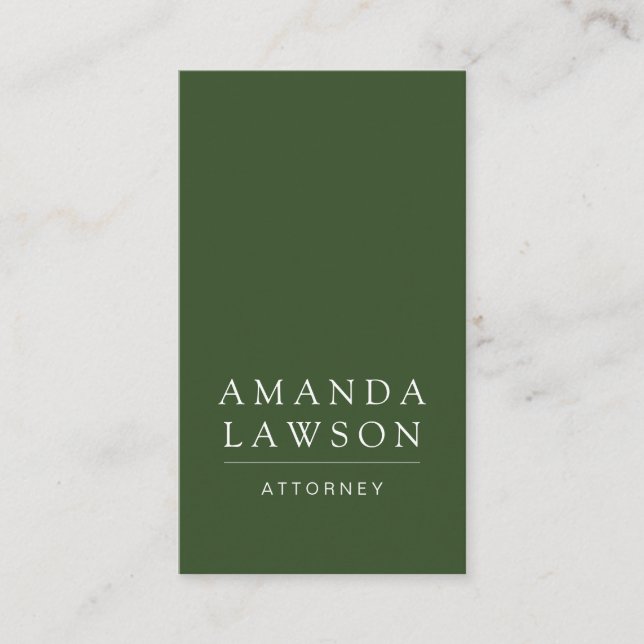 Tarjeta De Visita Elegante verde simple (Anverso)