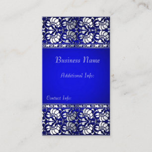 Tarjeta De Visita Elegante vertical azul y plateado