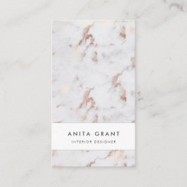Tarjeta De Visita Elegante vertical de mármol blanco y rosa