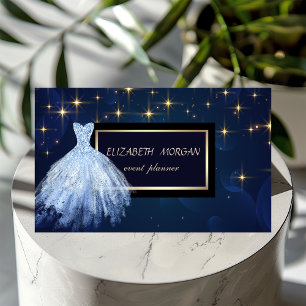 Tarjeta De Visita Elegante vestido azul de glamour moderno estrellas