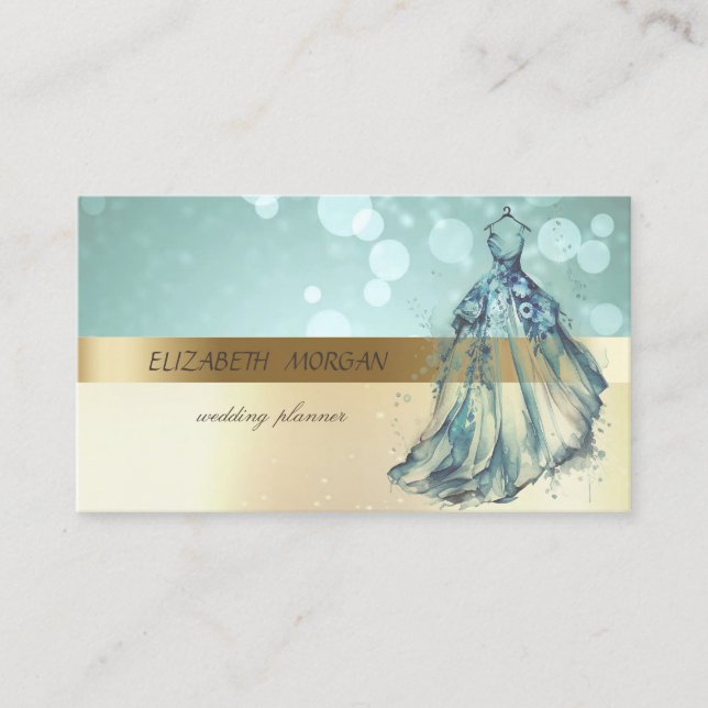 Tarjeta De Visita Elegante Vestido Azul Moderno (Anverso)
