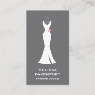 Tarjeta De Visita Elegante vestido blanco sobre gris: diseño simple