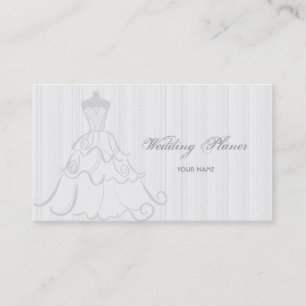 Tarjeta De Visita Elegante Vestido De Boda Blanco Y Gris