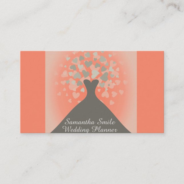 Tarjeta De Visita Elegante vestido de novia con planificador de casa (Anverso)