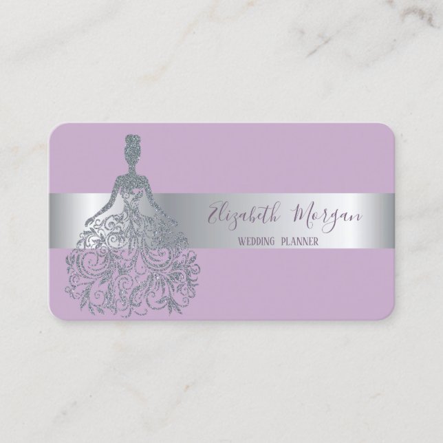 Tarjeta De Visita Elegante vestido moderno de Purpurina de rayas pla (Anverso)