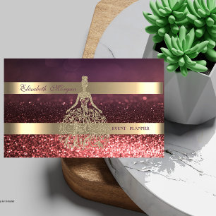 Tarjeta De Visita Elegante vestimenta moderna de Purpurina de oro, b