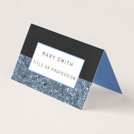 Tarjeta De Visita Elegante vidrio manchado negro plateado azul
