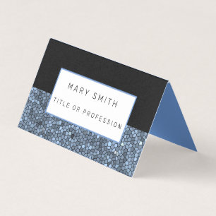 Tarjeta De Visita Elegante vidrio manchado negro plateado azul