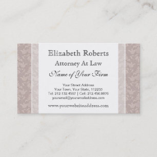 Tarjeta De Visita Elegante Viejo Taupe Damask