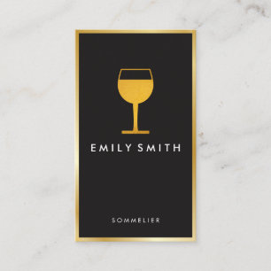 Tarjeta De Visita Elegante Vino Glass Faux Gold Border