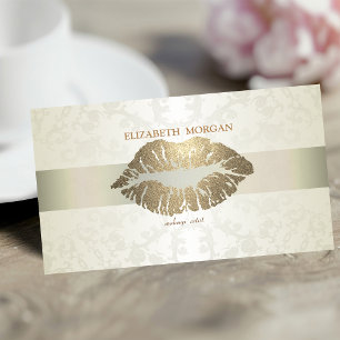 Tarjeta De Visita Elegante Vintage, Chic, Encaje, Labios Brillantes