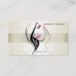 Tarjeta De Visita Elegante Vintage, Chic, Encaje, Silueta de Niña