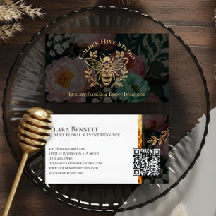Tarjeta De Visita Elegante Vintage Floral de Abeja de Miel Lujo Fals