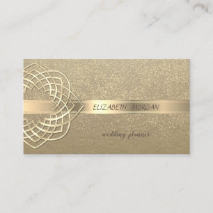Tarjeta De Visita Elegante Vintage, Kraft, Confeti Dorado