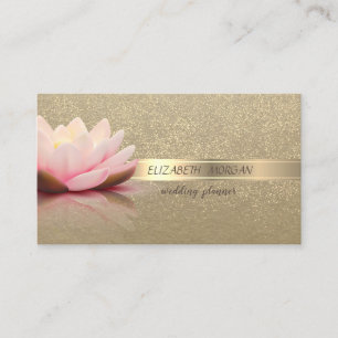 Tarjeta De Visita Elegante Vintage, Kraft, Confetti de oro, Lotus